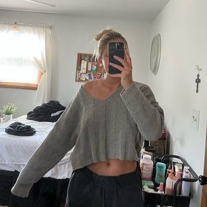 Pacsun Cropped Grey Knit Sweater